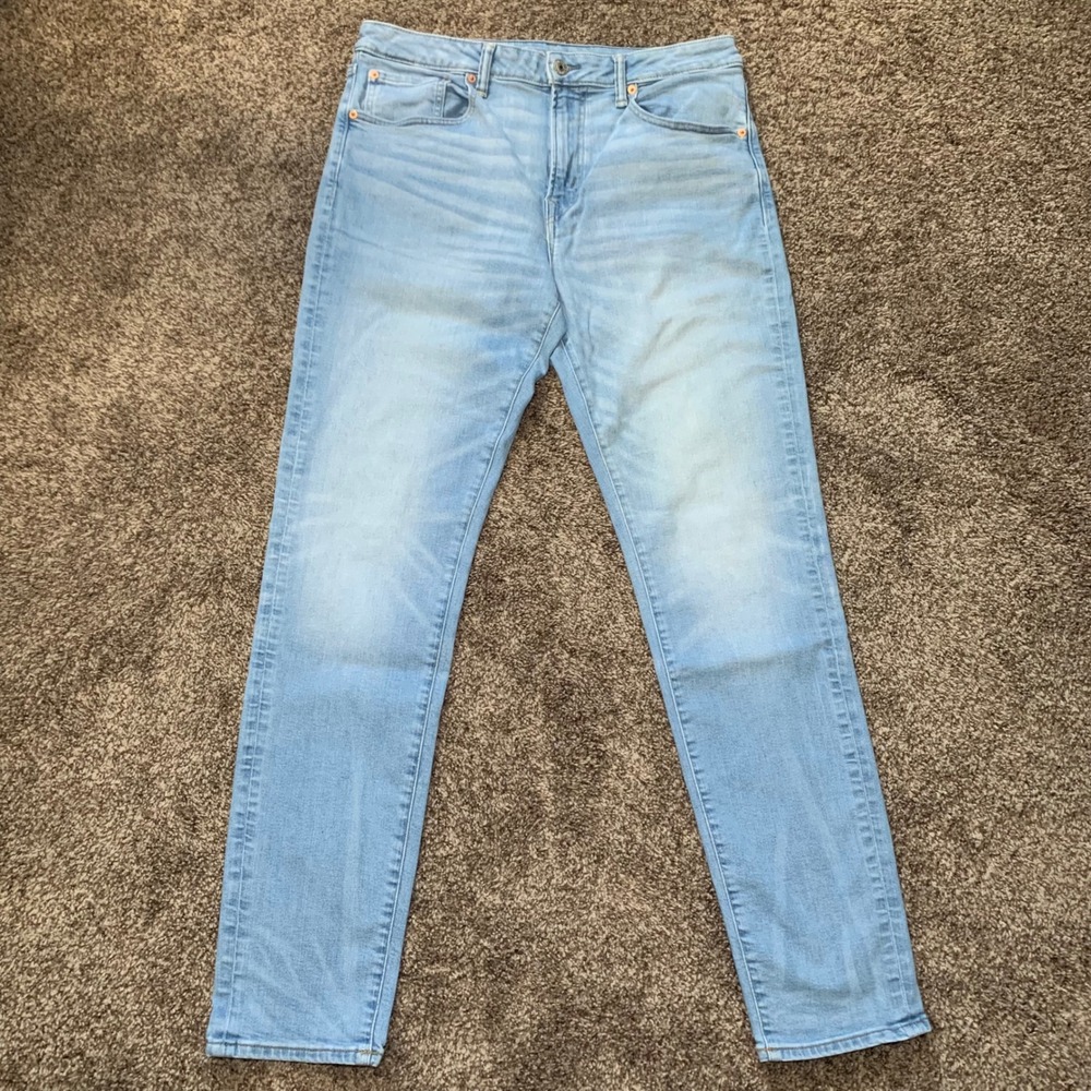 American Eagle Airflex+ Athletic Fit Light Wash Jeans 34x34 Mens Blue Denim